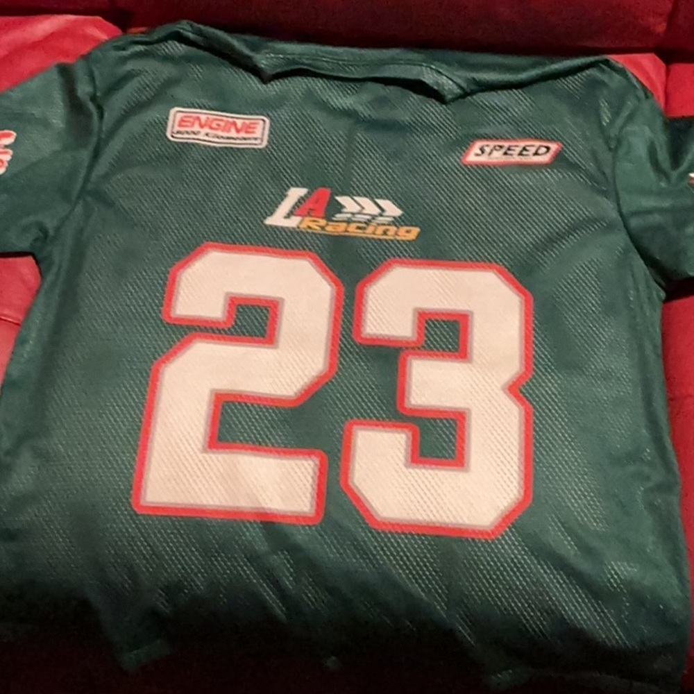 SHEIN Teal Racing Jersey with White '23' and Red Trim
